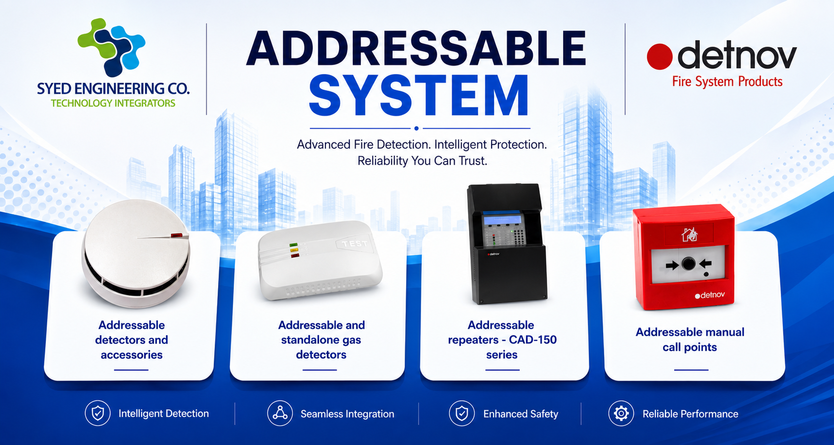 Detnov addressable system — addressable devices range