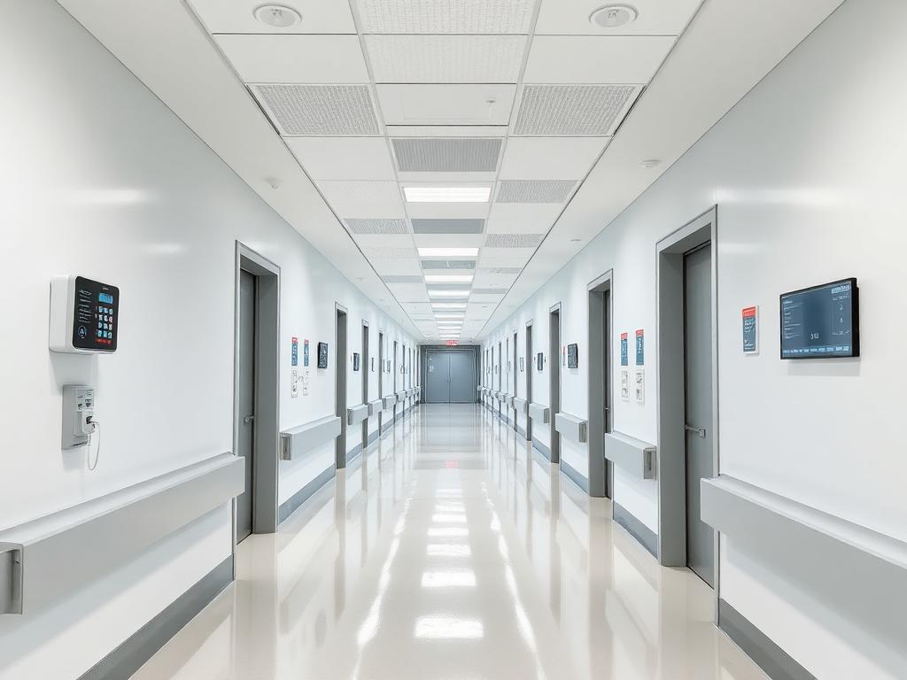 Healthcare facility corridor with integrated technology